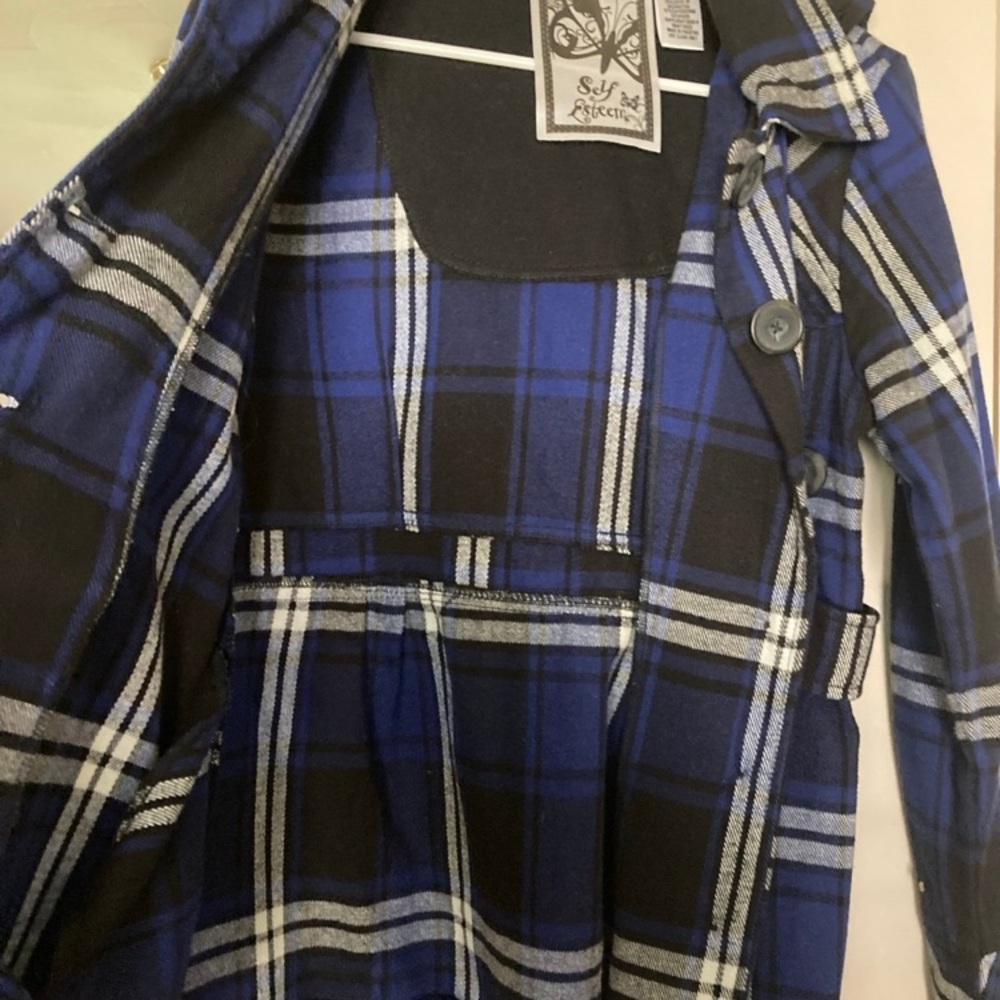 Blue and Black Plaid Women’s Jacket - Picture 3 of 4
